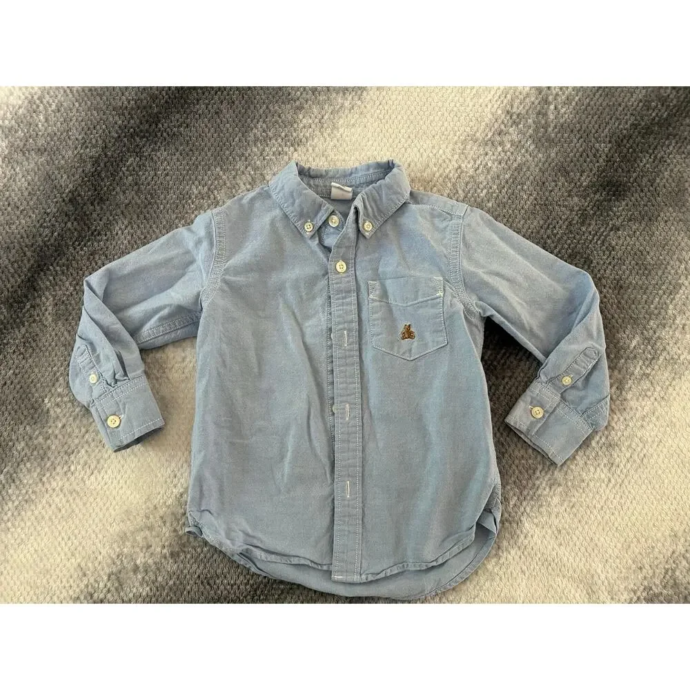 Toddler Boy Plaid Denim Button Up Shirt Bundle Carter's Baby Gap Size 3T - Picture 4 of 5
